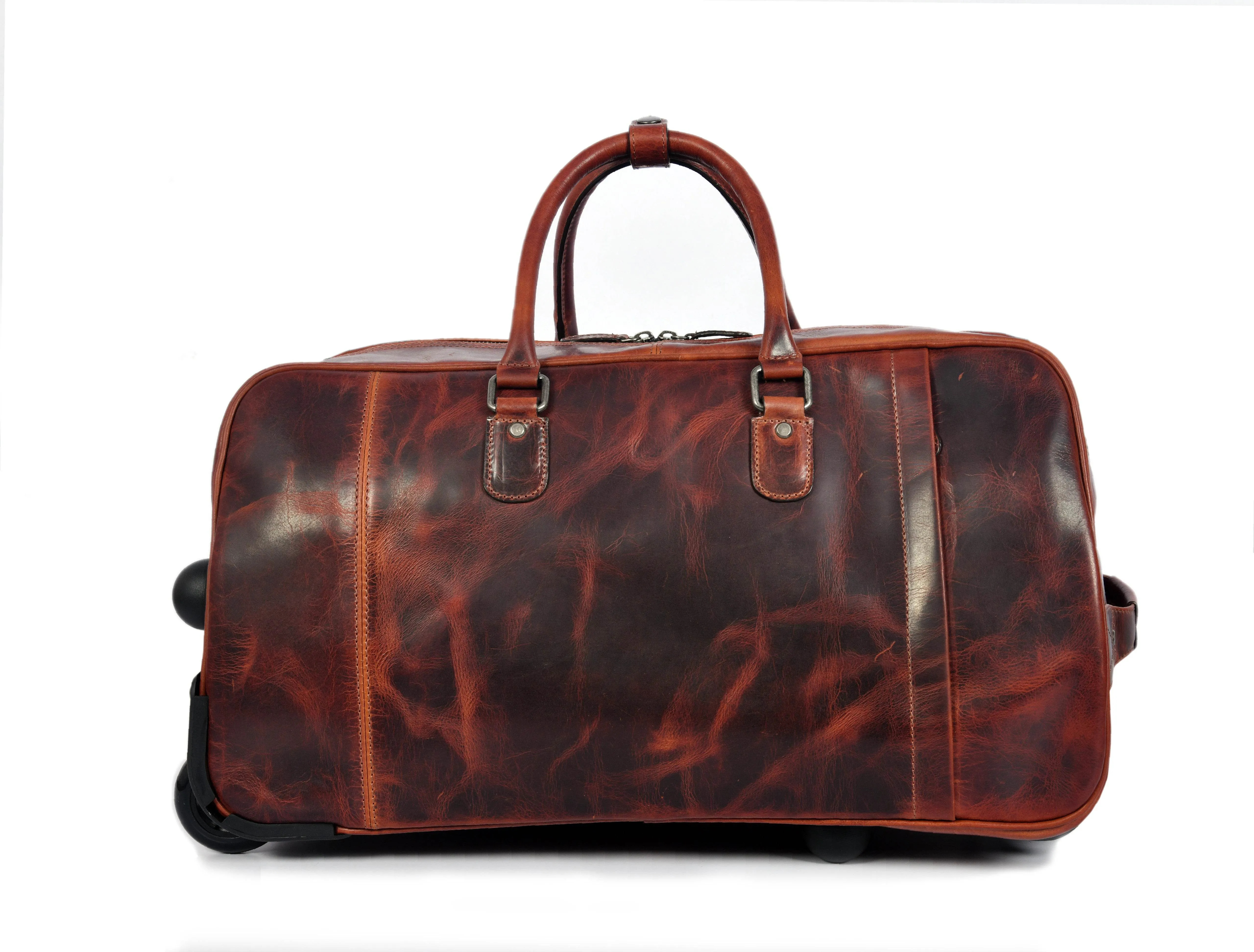 TerraCraft Leather Trolley Bag - Multicolor