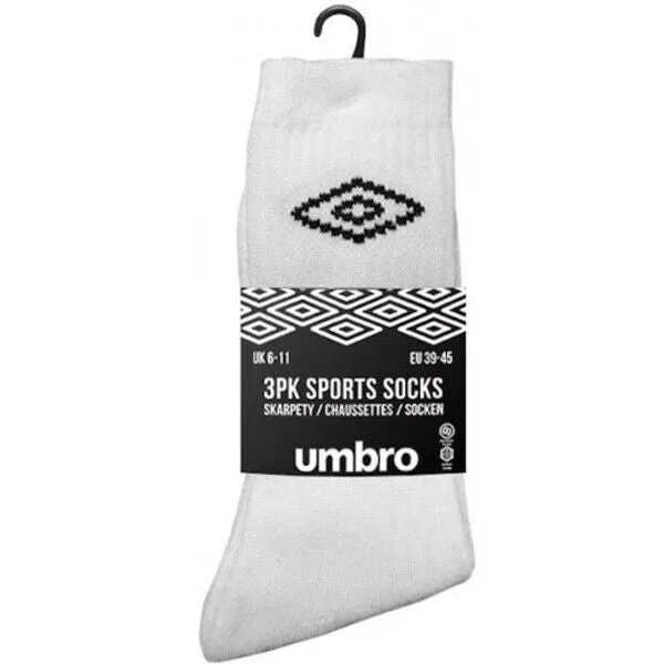 Umbro Mens Womens Crew 3 Pairs Socks Sports Football Rugby 3 Pack Socks Size