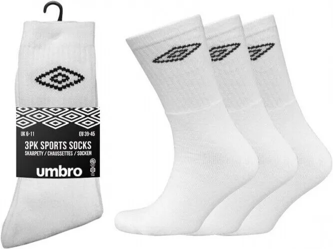 Umbro Mens Womens Crew 3 Pairs Socks Sports Football Rugby 3 Pack Socks Size