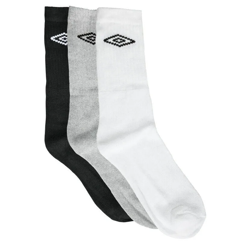 Umbro Mens Womens Crew 3 Pairs Socks Sports Football Rugby 3 Pack Socks Size