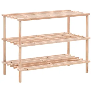 vidaXL 3-Tier Shoe Rack Solid Fir Wood