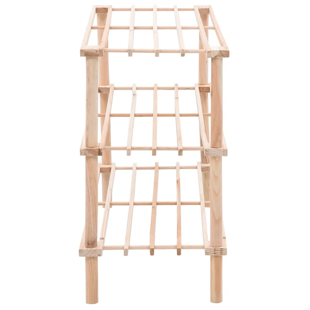 vidaXL 3-Tier Shoe Rack Solid Fir Wood