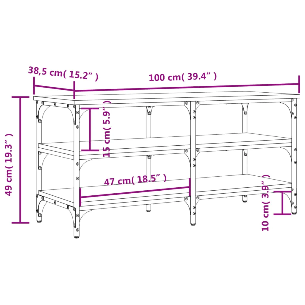 vidaXL Shoe Bench Sonoma Oak 100x38.5x49 cm Engineered Wood