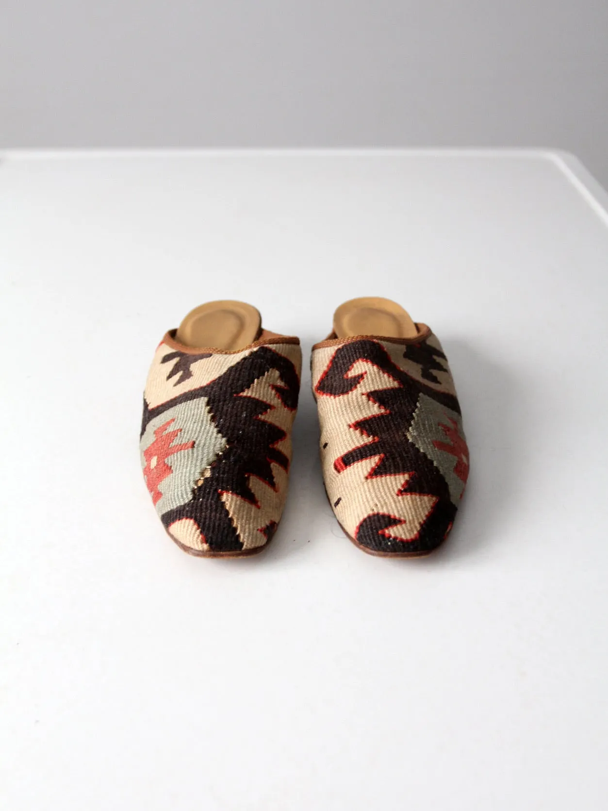 vintage kilim mules, size 8