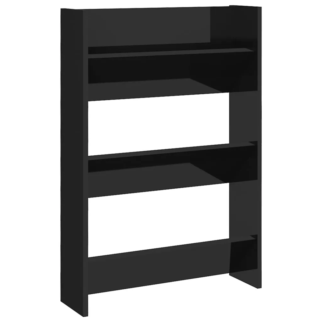 Wall Shoe Cabinets 2 pcs  High Gloss Black 60x18x90cm Chipboard