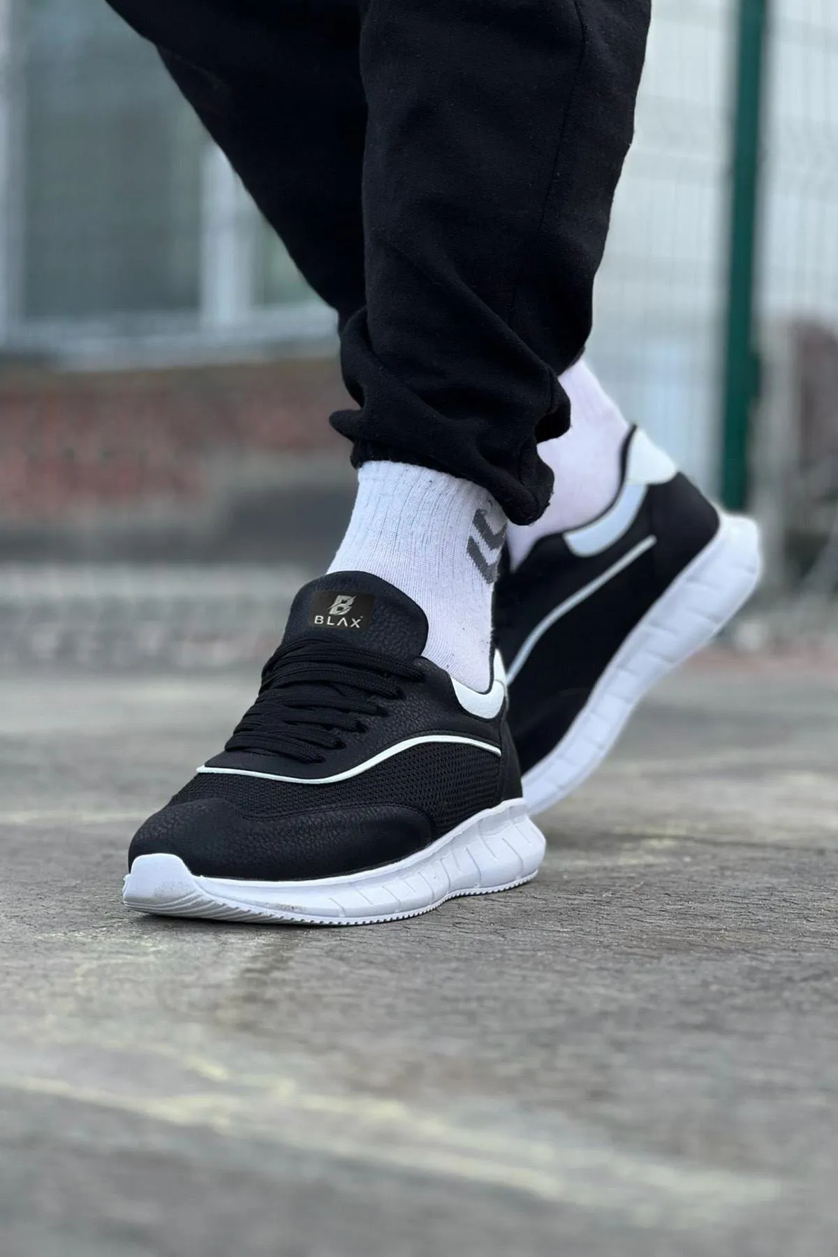 WG062 Black White Knitwear Men's Sports Shoes