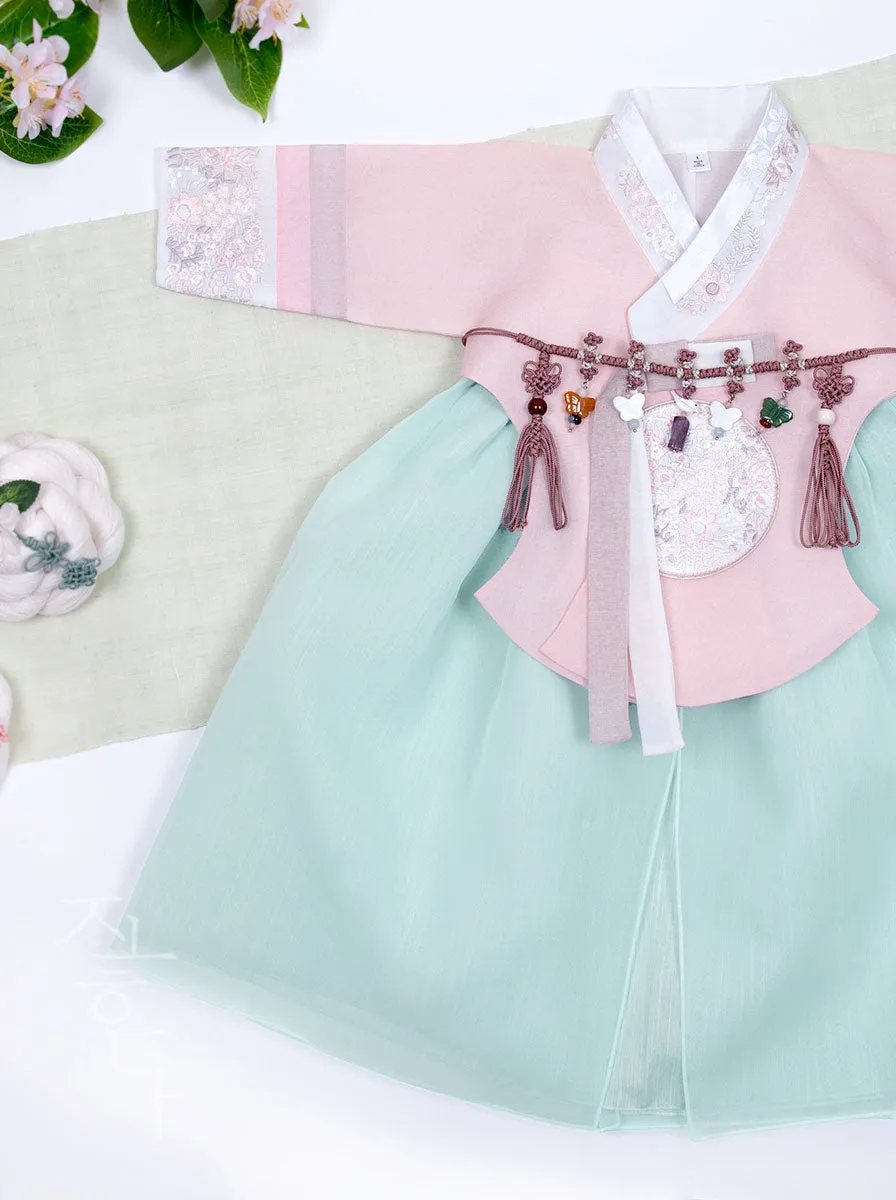 Wild Flower Baby Girl Hanbok in Pink & Mint