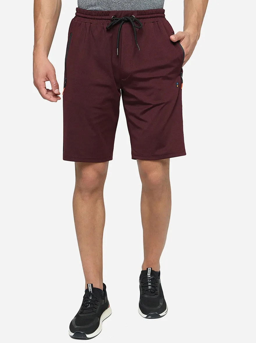 Wine Solid Slim Fit Shorts | Jade Play